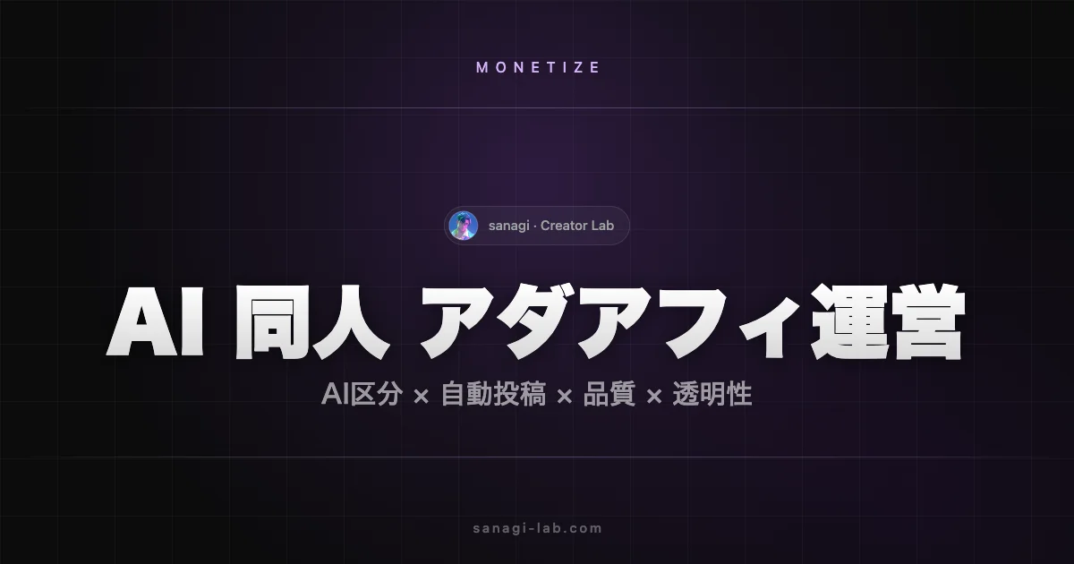 AI 同人 アダアフィ運営ガイド｜規約・自動投稿・品質の 4 本柱【2026年版】